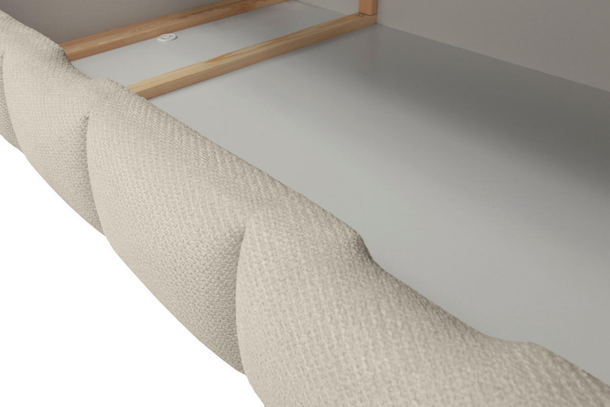 BOXBETT 140/200 cm,  in Weiß, Bettkasten, Topper, H3 + H3 = fest  - Schwarz/Weiß, Trend, Textil/Metall (140/200cm) - Esposa