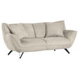 3-SITZER-SOFA in Samt Beige  - Beige/Schwarz, Design, Textil/Metall (203/90/95cm) - Carryhome