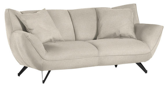 3-SITZER-SOFA in Samt Beige  - Beige/Schwarz, Design, Textil/Metall (203/90/95cm) - Carryhome