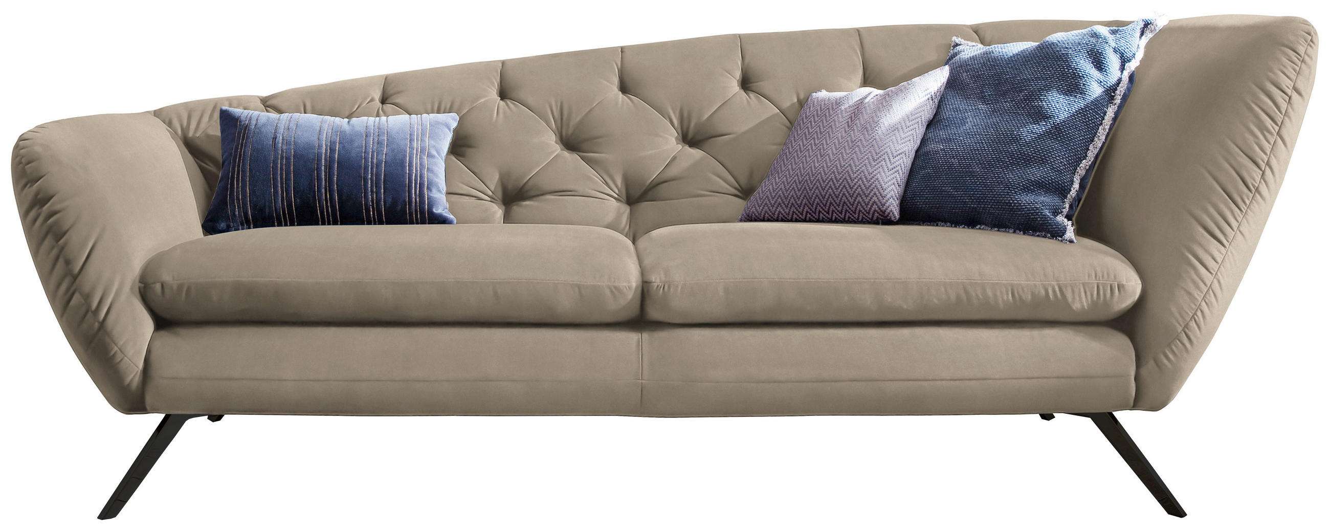 CHESTERFIELD-SOFA in Mikrofaser Schwarz, Taupe - Taupe/Schwarz, Design, Textil/Metall (223/84/90cm) - Pure Home Lifestyle