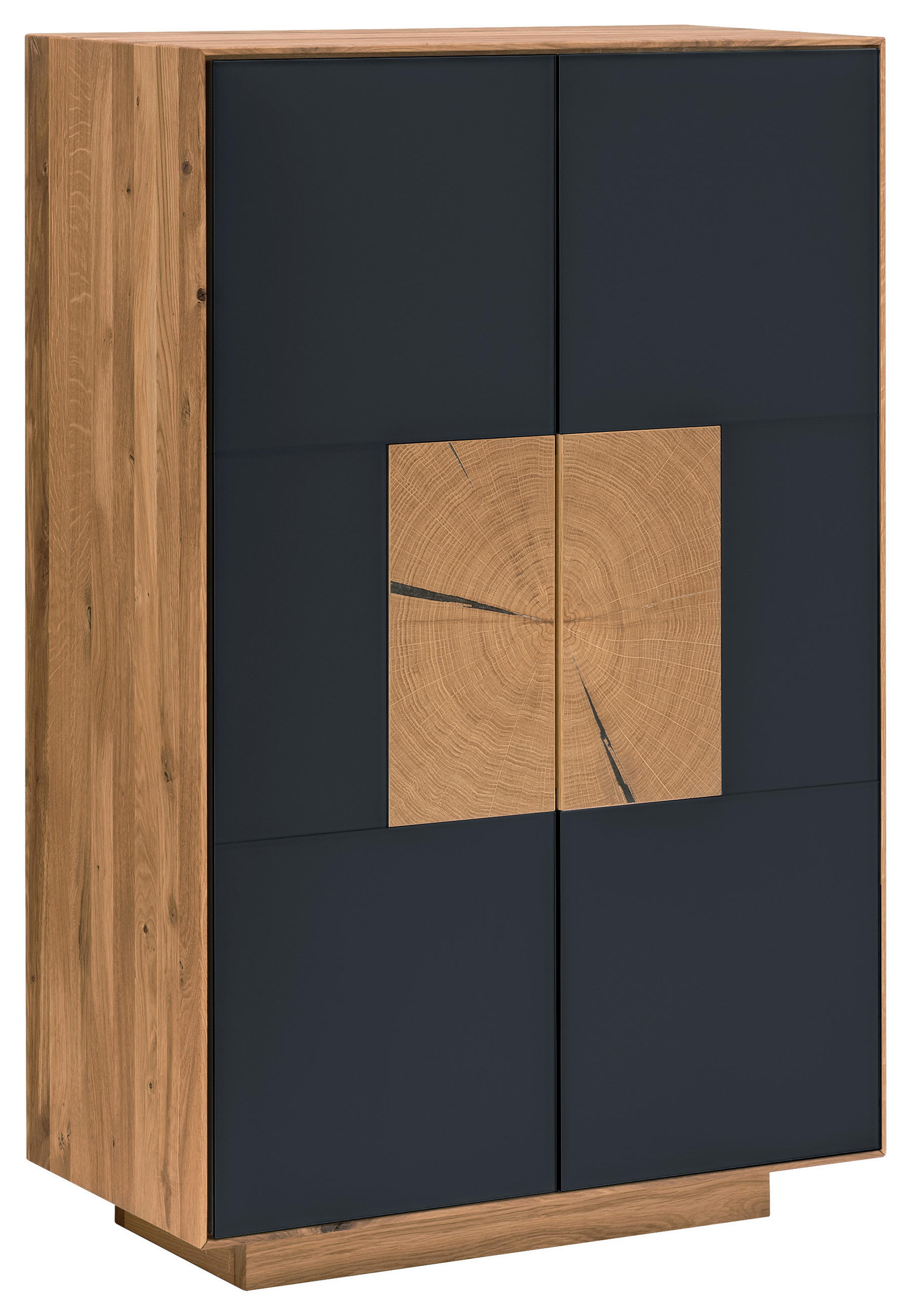 SCHUHSCHRANK Asteiche massiv Anthrazit, Eichefarben  - Eichefarben/Anthrazit, MODERN, Glas/Holz (72/112/37cm) - Linea Natura