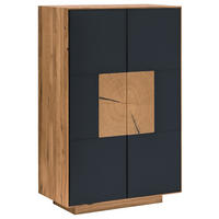 SCHUHSCHRANK Asteiche massiv Anthrazit, Eichefarben  - Eichefarben/Anthrazit, MODERN, Glas/Holz (72/112/37cm) - Linea Natura