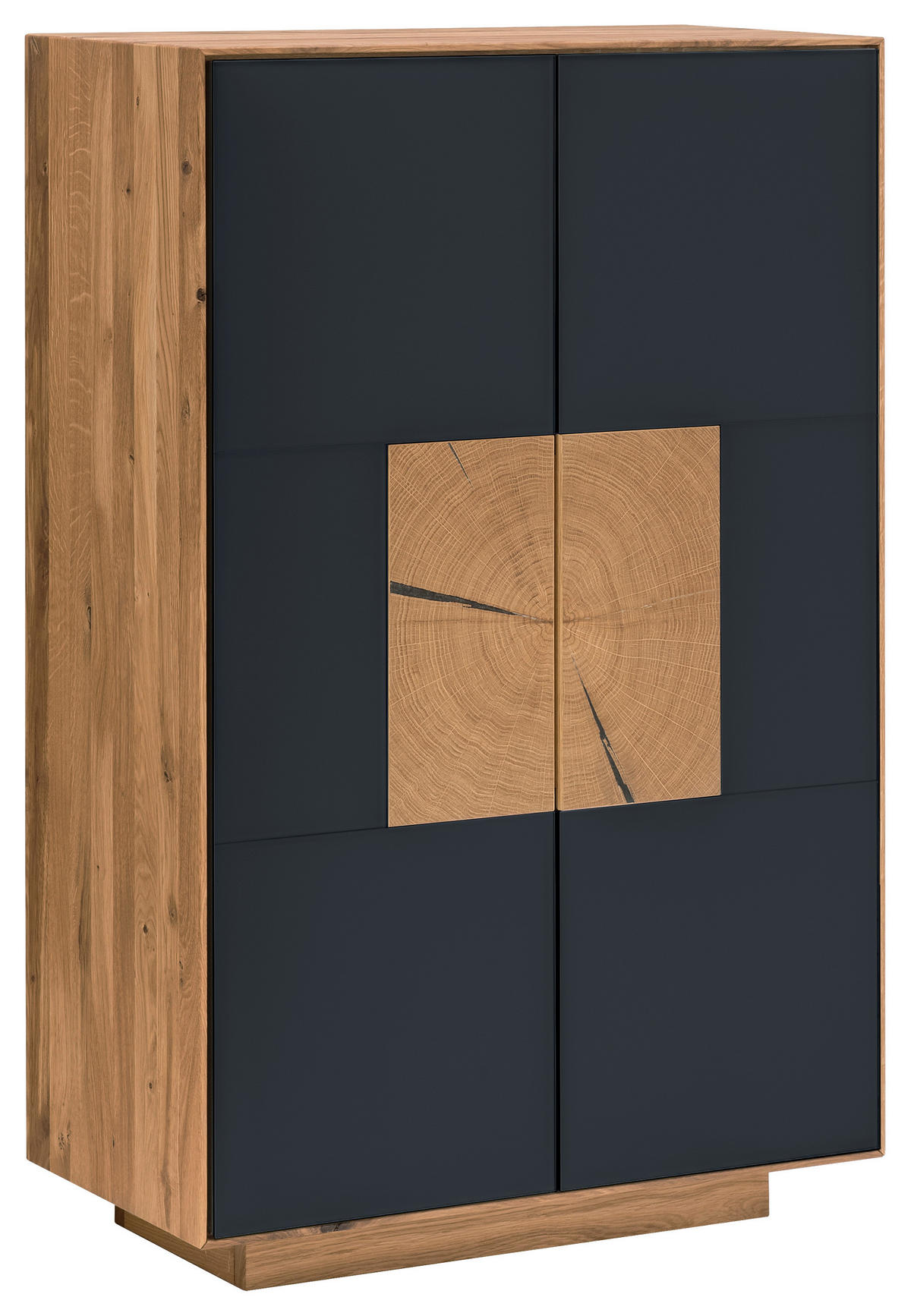 SCHUHSCHRANK Asteiche massiv Anthrazit, Eichefarben  - Eichefarben/Anthrazit, MODERN, Glas/Holz (72/112/37cm) - Linea Natura