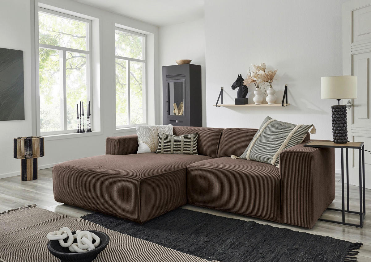 HÖRNSOFFA i manchester brun  - brun/svart, Design, textil/plast (161/234cm) - Livetastic