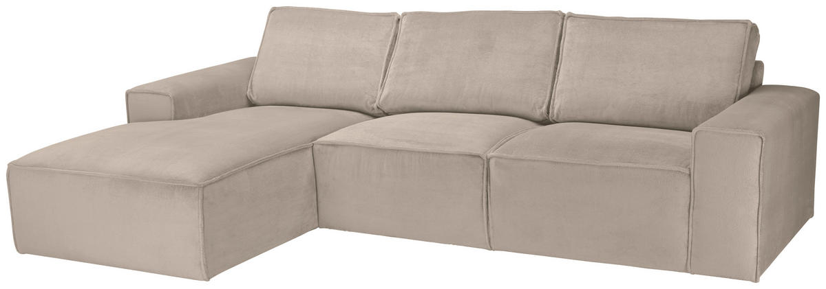 ECKSOFA Taupe Chenille  - Taupe/Schwarz, KONVENTIONELL, Kunststoff/Textil (168/272cm) - Carryhome