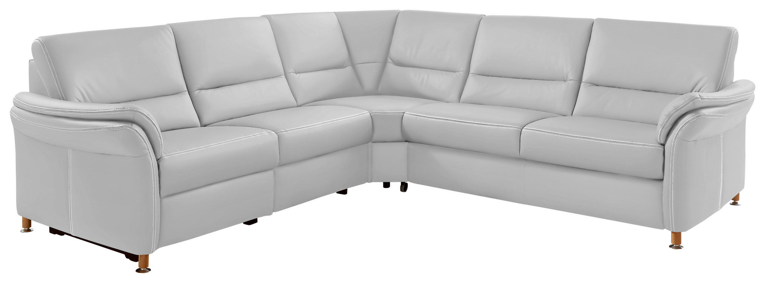 ECKSOFA in Echtleder Weiss  - Weiss/Eichefarben, Konventionell, Leder/Holz (262/262cm) - Beldomo Premium