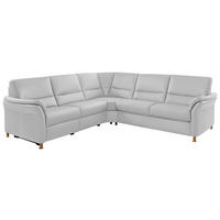 ECKSOFA in Echtleder Weiss  - Weiss/Eichefarben, Konventionell, Leder/Holz (262/262cm) - Beldomo Premium