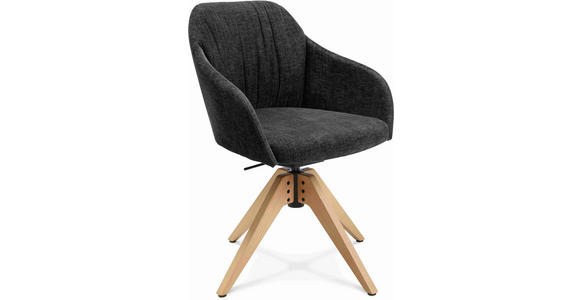 ARMLEHNSTUHL in Velours - Eichefarben/Graphitfarben, Design, Holz/Textil (58/82,5-85,2/60cm) - Johann Jakob