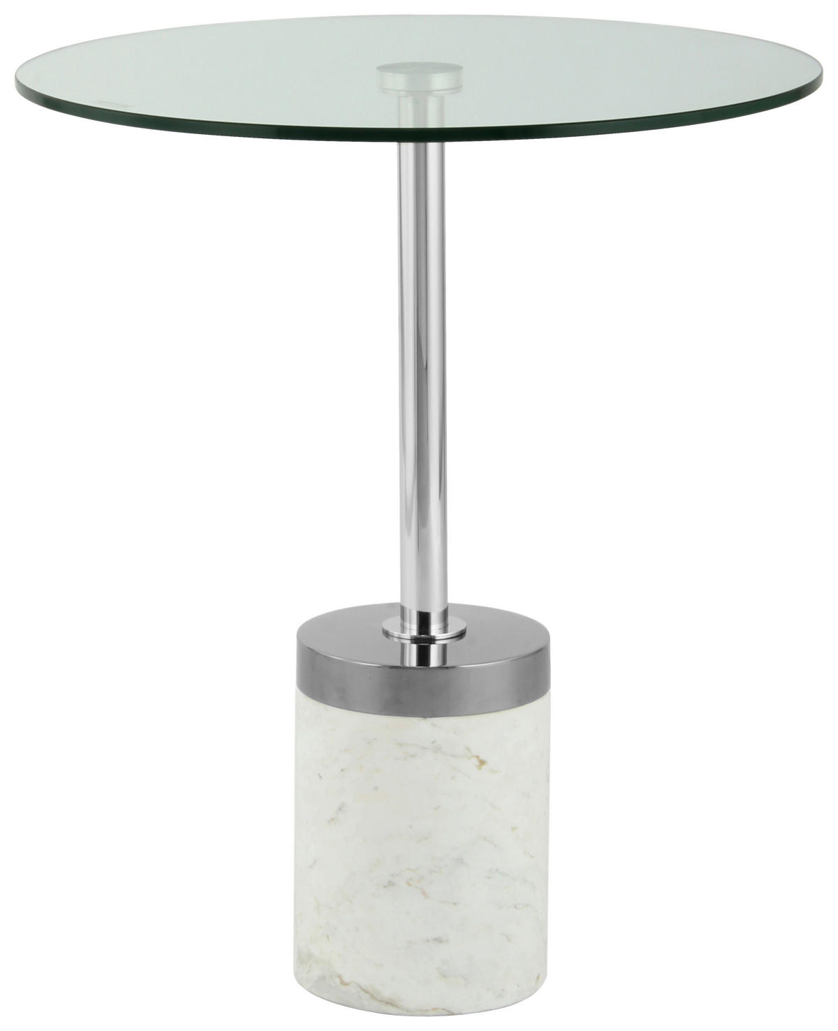 BEISTELLTISCH 46/46/53 cm Silberfarben, Weiß rund  - Silberfarben/Weiß, Design, Glas/Stein (46/46/53cm) - Kayoom