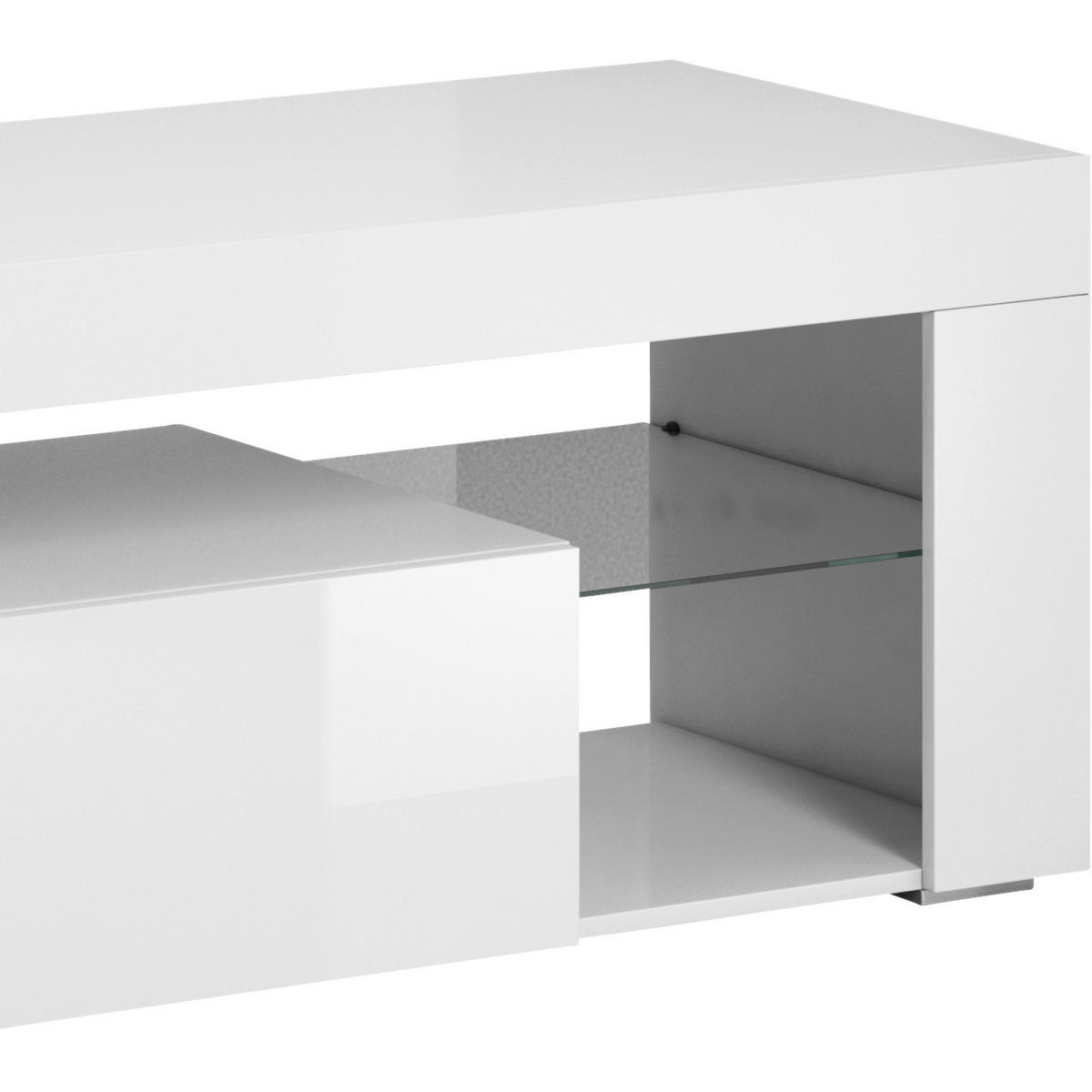 KOMODA POD TELEVIZI, bílá, 140/50/35 cm - bílá, Basics, kompozitní dřevo/sklo (140/50/35cm) - P & B