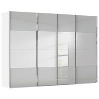SCHWEBETÜRENSCHRANK Weiss, Seidengrau  - Chromfarben/Weiss, Design, Glas/Holzwerkstoff (316/223/68cm) - Novel