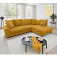 ECKSOFA Currygelb Cord Rückenkissen, Armlehnenkissen, Bettkasten, Schlaffunktion, Rücken echt, Liegefläche im Originalstoff  - Currygelb/Schwarz, KONVENTIONELL, Kunststoff/Textil (304/212cm) - Carryhome