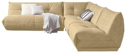 ECKSOFA in Lederlook Beige  - Beige, Trend, Textil (285/315cm) - Livetastic