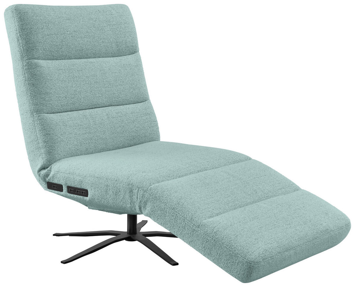 RELAXLIEGE inkl. Akku Flachgewebe Türkis  - Türkis/Schwarz, MODERN, Textil/Metall (82/53-115/156-206cm) - Pure Home Comfort