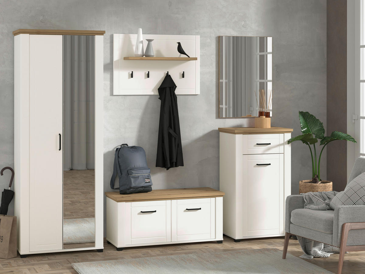 GARDEROBE 5-teilig  in 260/194,5/41 cm  - Weiß/Eiche Artisan, Basics, Holzwerkstoff (260/194,5/41cm) - Carryhome