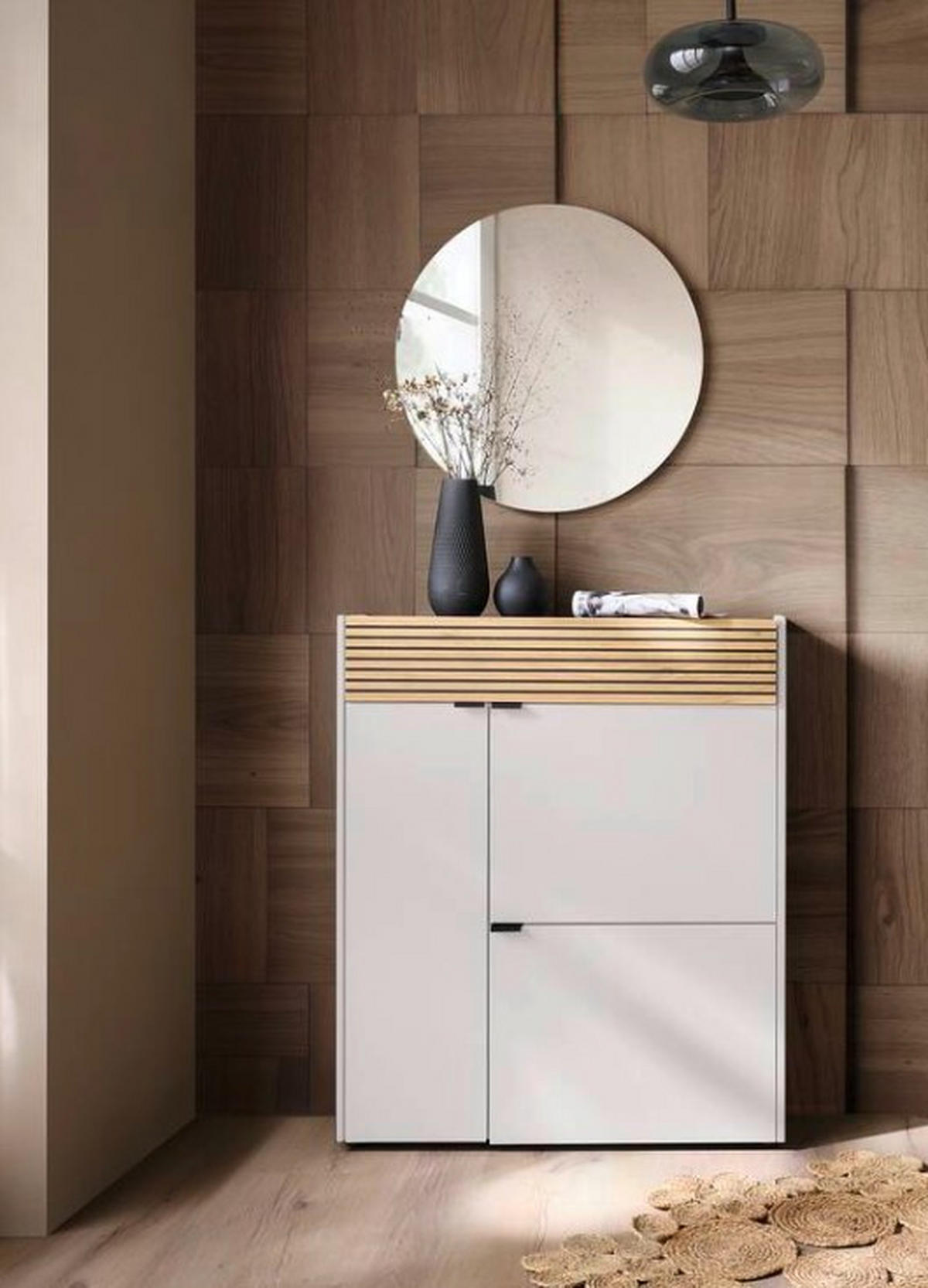 GARDEROBE 2-teilig  in 83/200/22 cm  - Kaschmir/Eichefarben, Design, Glas/Holzwerkstoff (83/200/22cm) - Voleo