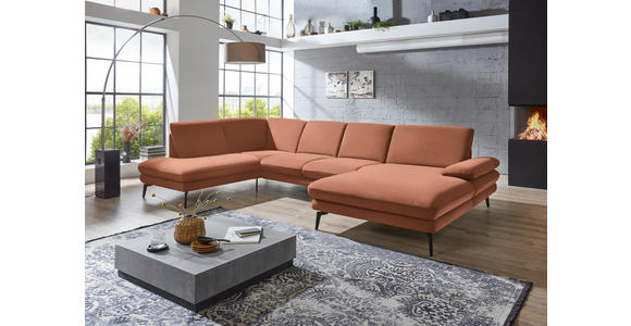 WOHNLANDSCHAFT in Webstoff Orange - Schwarz/Orange, Design, Textil/Metall (208/344/180cm) - Dieter Knoll