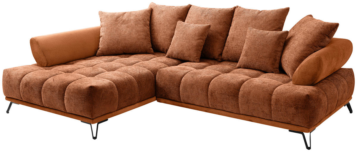 HÖRNSOFFA i chenille kopparfärgad  - svart/kopparfärgad, Modern, metall/textil (184/262cm) - MID.YOU