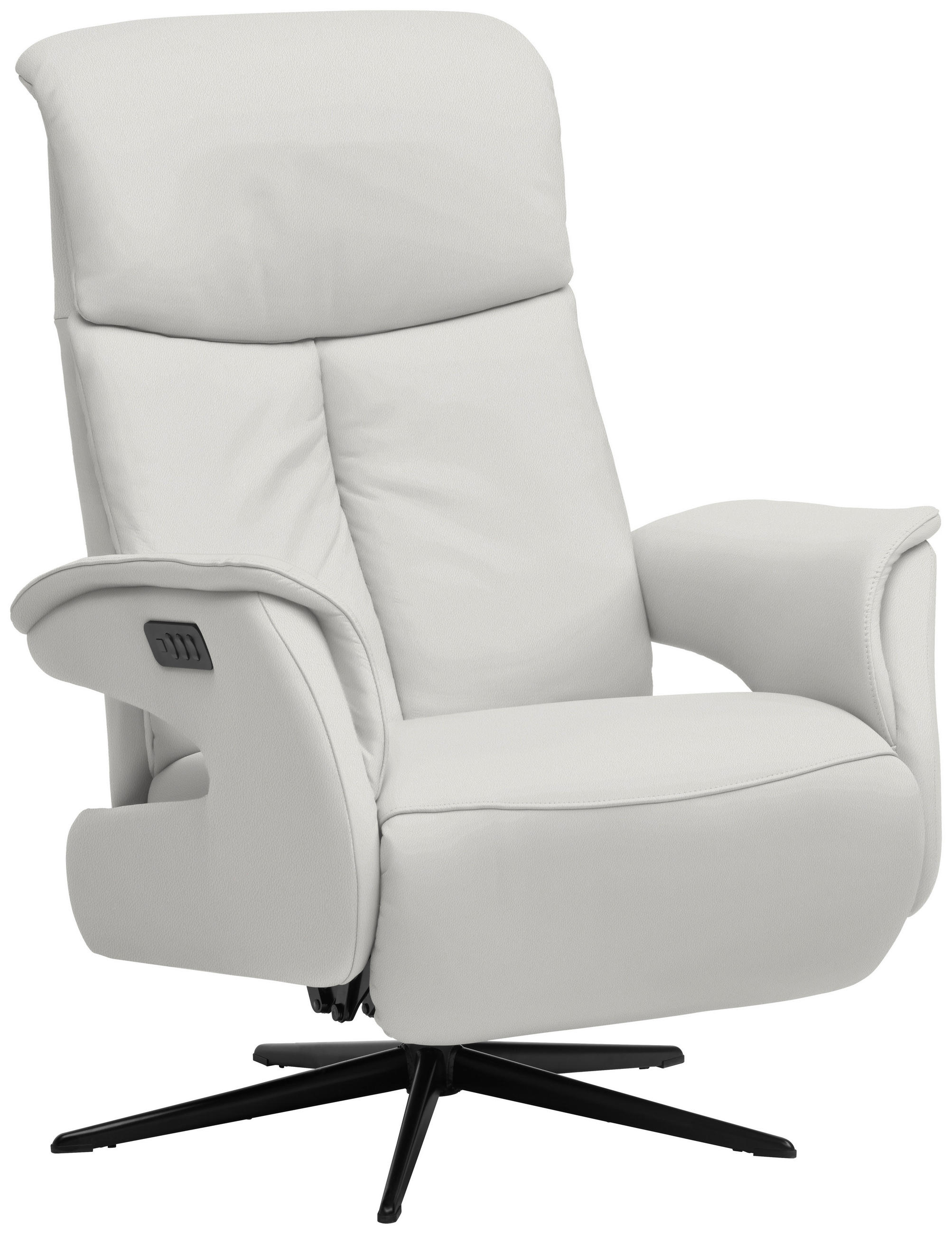 RELAXSESSEL in Leder Weiss  - Weiss/Schwarz, Design, Leder/Metall (78/106/88cm) - Welnova