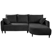 ECKSOFA in Struktur Dunkelgrün  - Dunkelgrün/Schwarz, Design, Holz/Textil (244/165cm) - MID.YOU