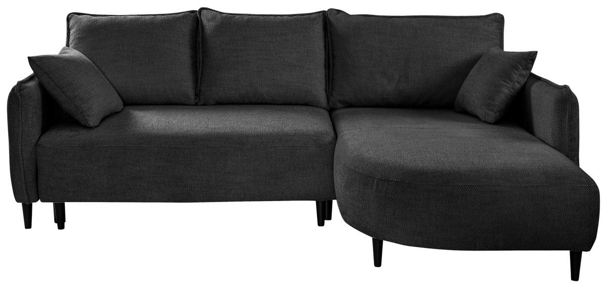 ECKSOFA in Struktur Dunkelgrün  - Dunkelgrün/Schwarz, Design, Holz/Textil (244/165cm) - MID.YOU