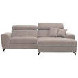 ECKSOFA in Velours Beige  - Beige/Schwarz, Design, Textil/Metall (267/181cm) - Carryhome