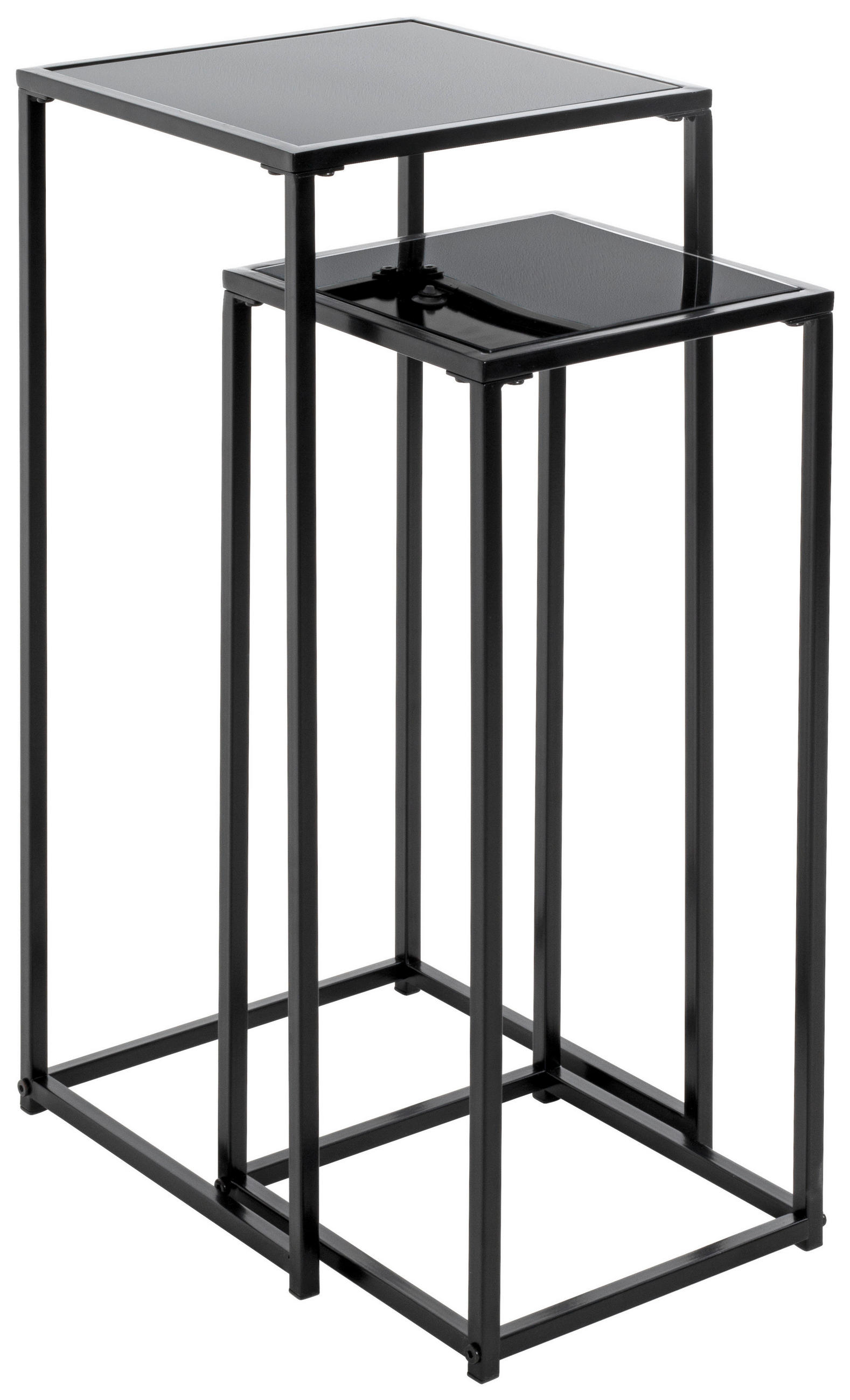 BLUMENTISCHSET Metall, Glas  - Schwarz, Design, Glas/Metall (25-30/25-30/60-70cm)