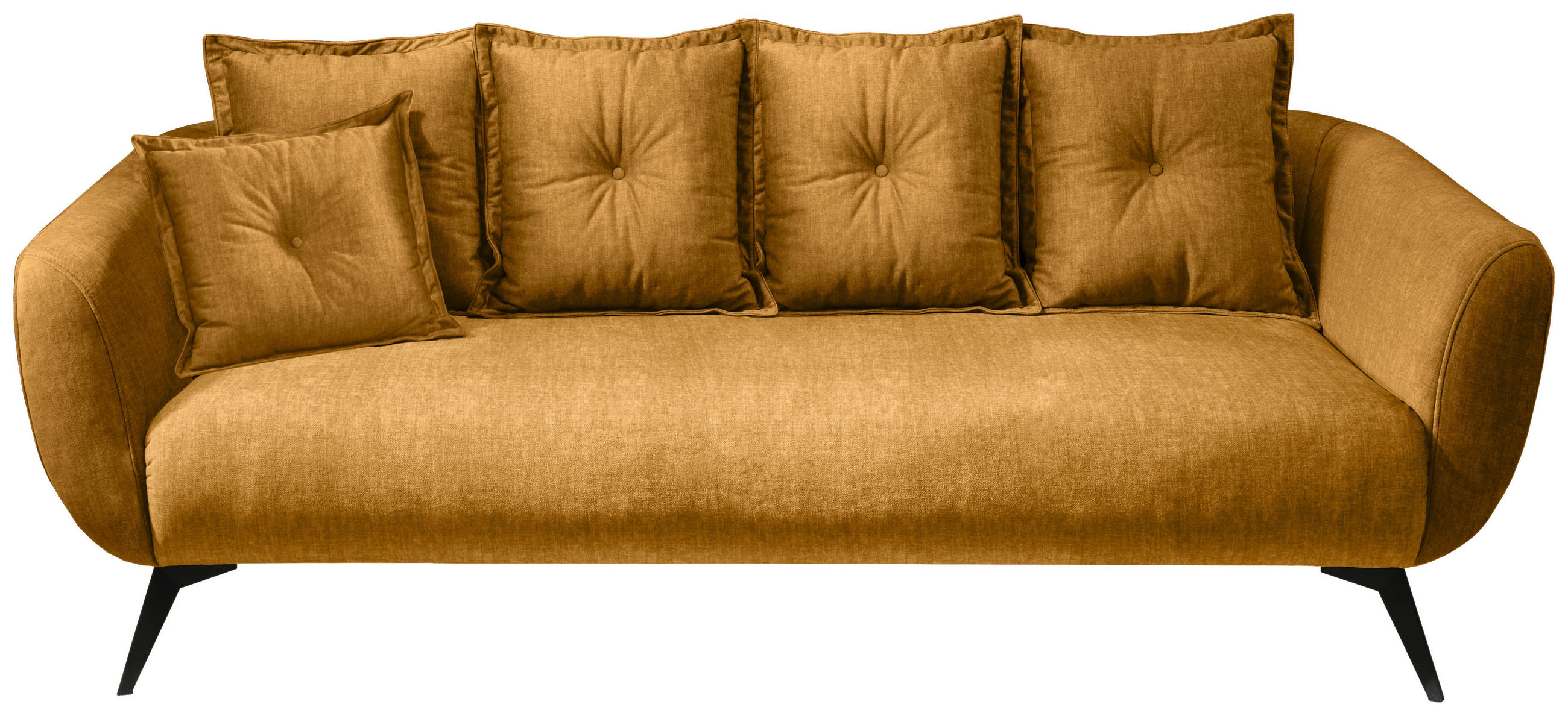 3-SITZER-SOFA Velours Gelb  - Gelb/Schwarz, MODERN, Holz/Textil (236/94/103cm) - Livetastic