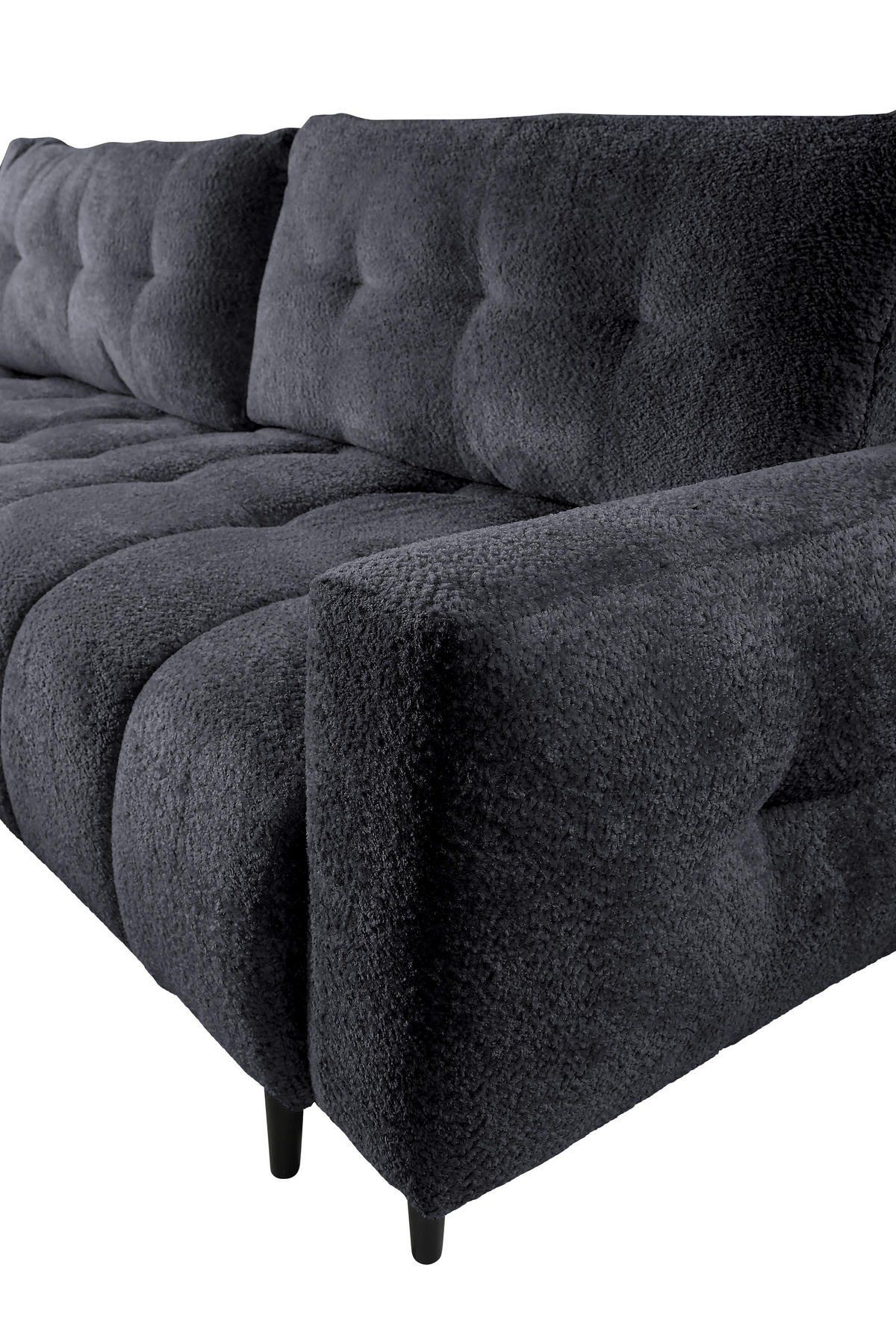 ECKSOFA in Chenille Graphitfarben  - Schwarz/Graphitfarben, Konventionell, Holz/Textil (180/266cm) - MID.YOU