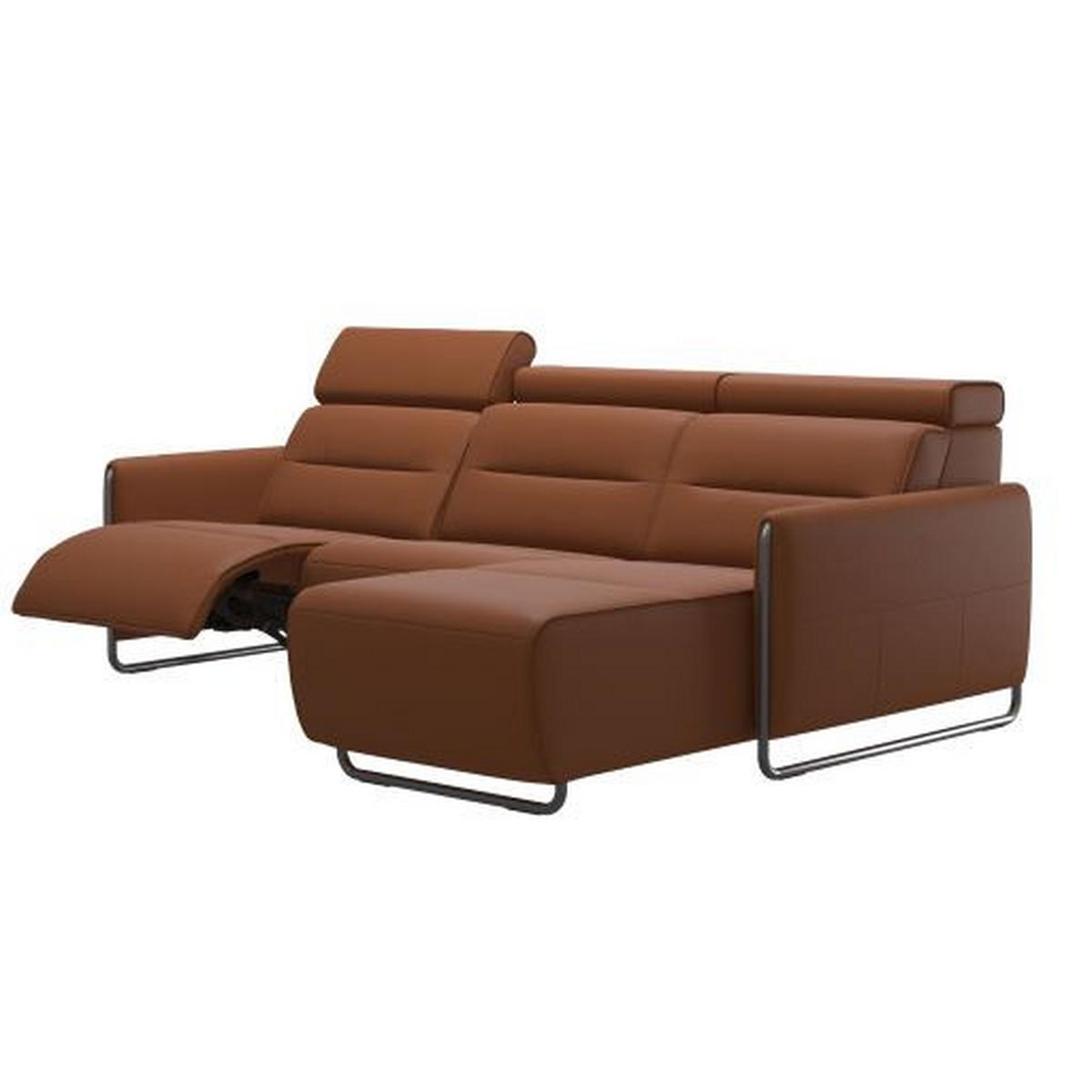 ECKSOFA in Echtleder Cognac  - Chromfarben/Cognac, Natur, Leder/Metall (184/248cm) - Stressless