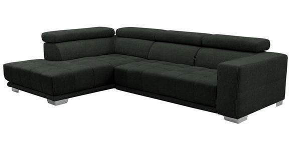 ECKSOFA in Chenille Schwarz  - Chromfarben/Schwarz, Design, Textil (207/301cm) - Xora