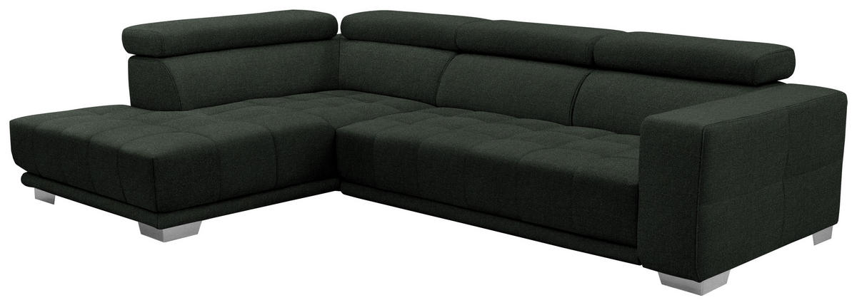 ECKSOFA in Chenille Schwarz  207/301 cm  - Chromfarben/Schwarz, Design, Textil (207/301cm) - Xora