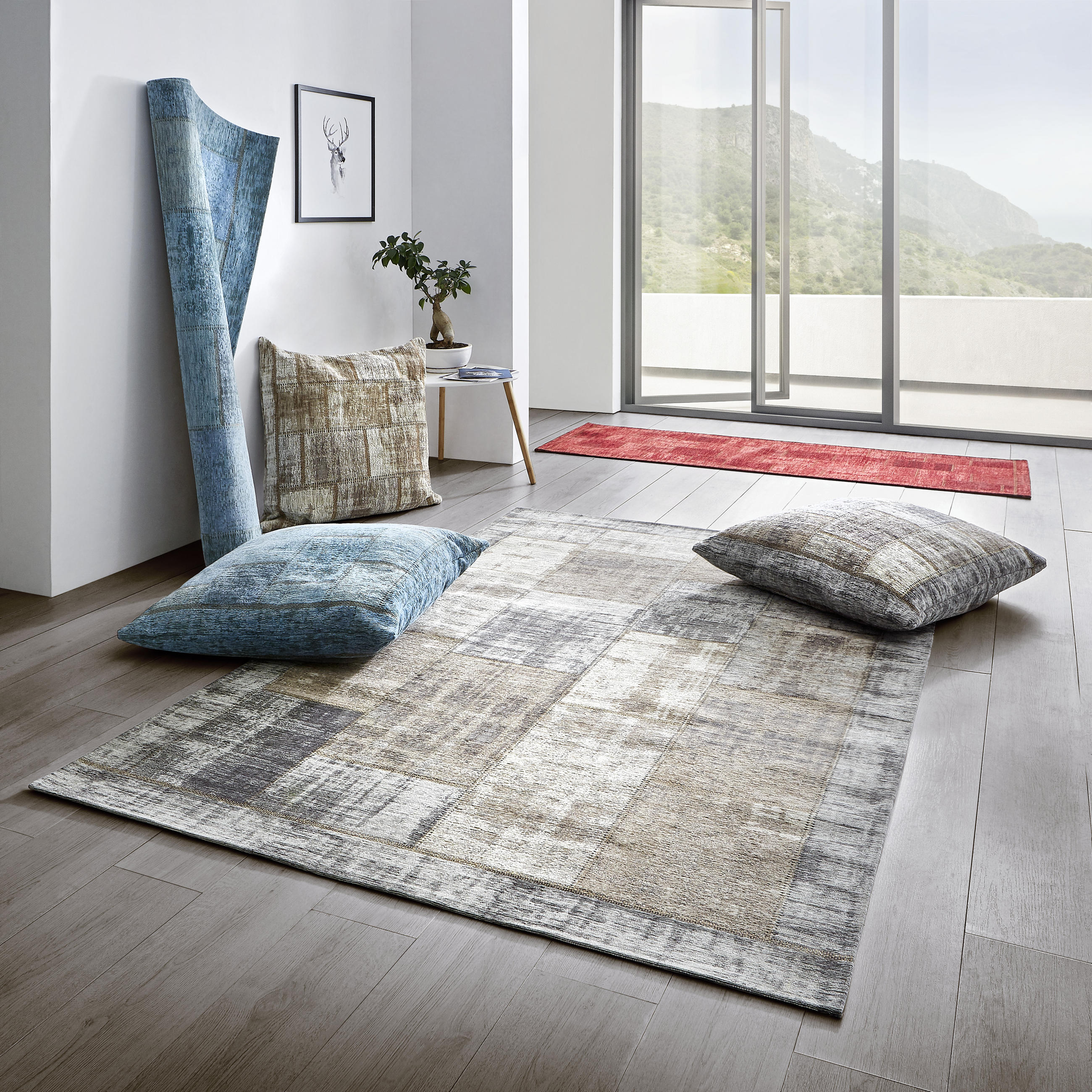 FLACHWEBETEPPICH 130/190 cm Patch Grau, Beige  - Beige/Grau, Trend, Textil (130/190cm) - Novel