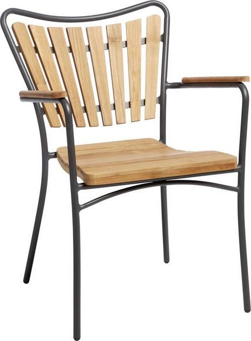GARTENSTUHL in Holz Anthrazit, Teakfarben  - Anthrazit/Teakfarben, KONVENTIONELL, Holz/Metall (58,5/78/56,5cm) - Gardenson