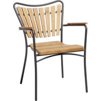 GARTENSTUHL Teakholz Anthrazit, Teakfarben  - Anthrazit/Teakfarben, KONVENTIONELL, Holz/Metall (58,5/78/56,5cm) - Gardenson