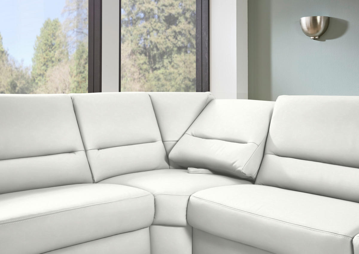 ECKSOFA  in Echtleder Weiß  249/290 cm  - Schwarz/Weiß, KONVENTIONELL, Leder/Metall (249/290cm) - Beldomo Premium