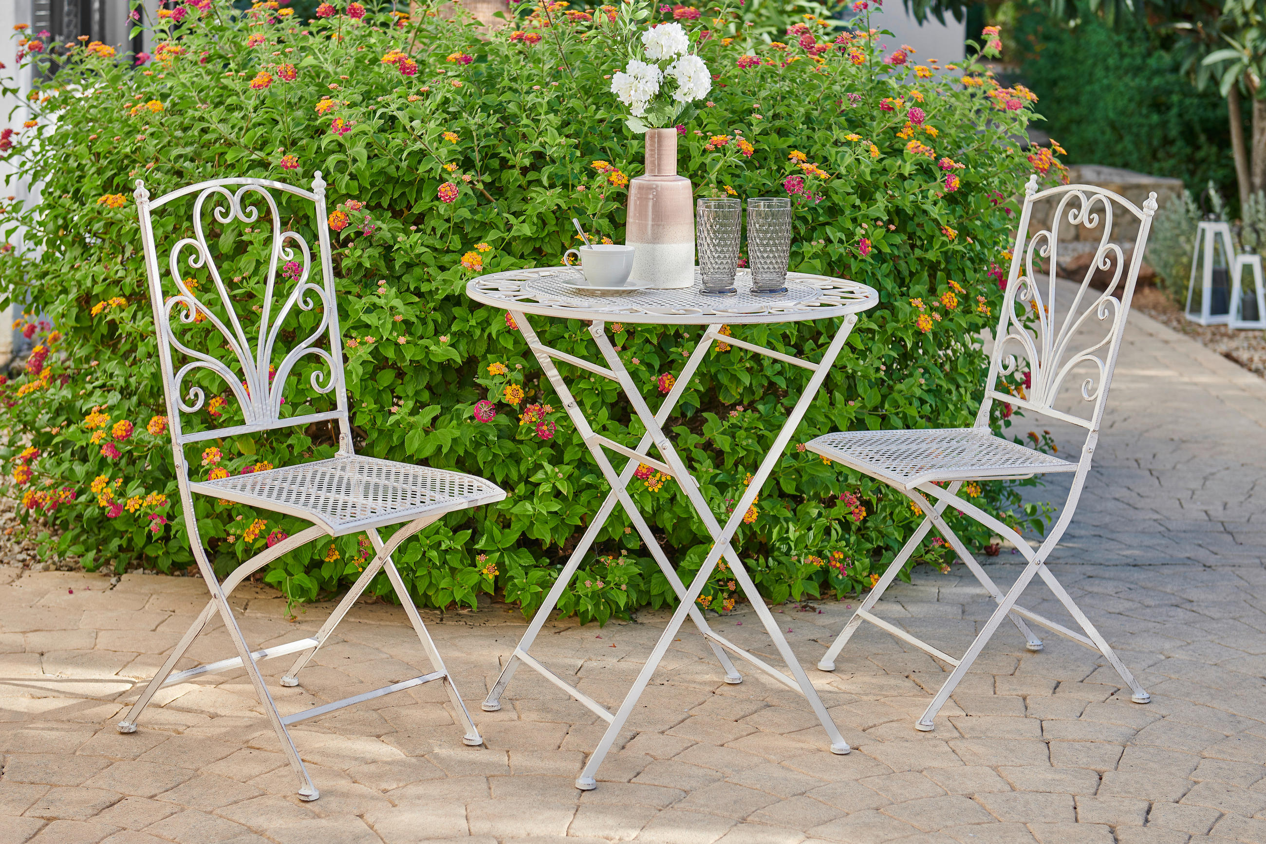 BALKONSET  3-teilig  - Weiß, Design, Metall - Ambia Garden