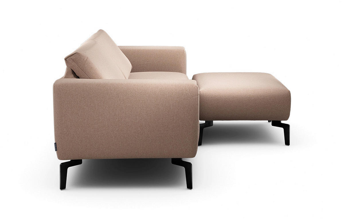 2,5-Sitzer inkl. Hocker Chenille Rosa  - Schwarz/Rosa, Design, Textil/Metall (220/86/86-94cm) - SENSOO