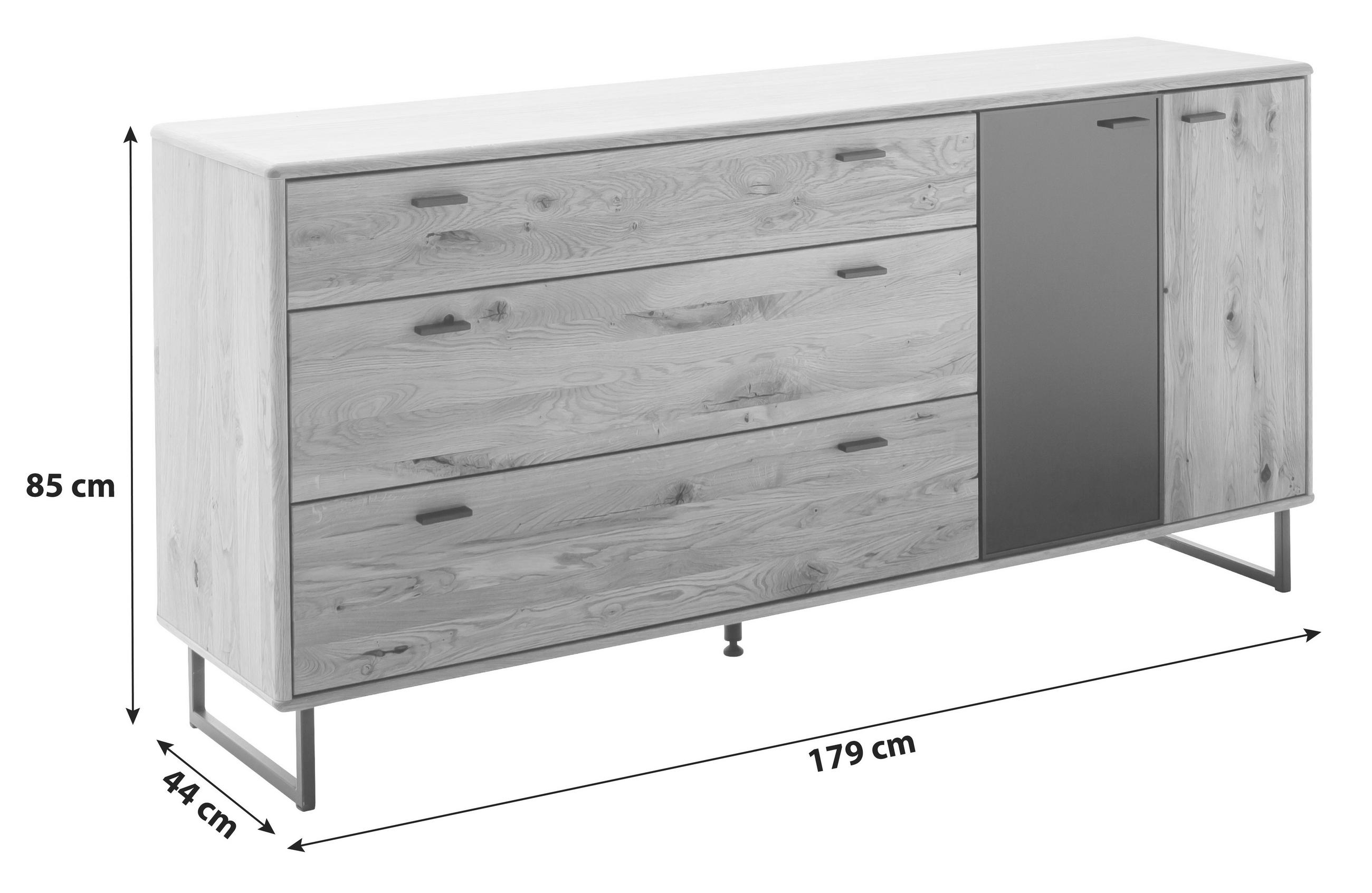 SIDEBOARD 179/85/44 cm  in Wildeiche  - Wildeiche/Anthrazit, Design, Glas/Holz (179/85/44cm) - MID.YOU