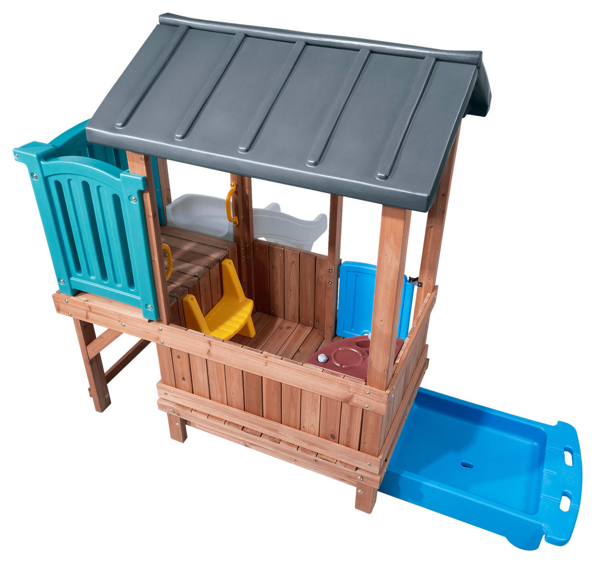 SPIELHAUS 165,7/185/214 cm  - Blau/Braun, Konventionell, Holz/Kunststoff (165,7/185/214cm)