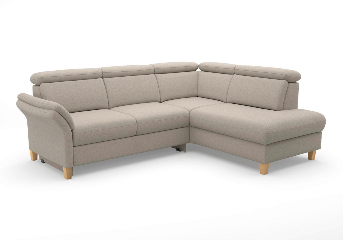 ECKSOFA Flachgewebe Taupe  - Taupe/Eichefarben, Konventionell, Holz/Textil (247/193cm) - Sit & More
