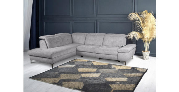 ECKSOFA Greige Webstoff Rücken echt, Relaxfunktion  - Greige/Schwarz, KONVENTIONELL, Textil/Metall (225/288cm) - Carryhome