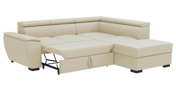 ECKSOFA  in Flachgewebe Beige  - Beige/Schwarz, KONVENTIONELL, Kunststoff/Textil (266/220cm) - Carryhome