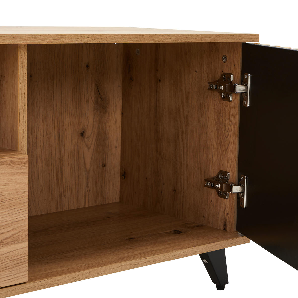 TV-BÄNK 170/40/49 cm  - svart/ekfärgad, Lifestyle, metall/trämaterial (170/40/49cm) - MID.YOU