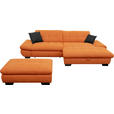 ECKSOFA  in Mikrofaser Orange  290/198 cm  - Schwarz/Orange, Design, Textil/Metall (290/198cm) - Xora