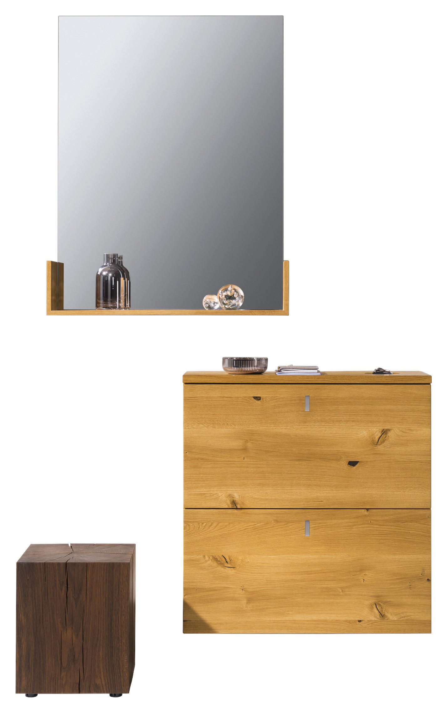 GARDEROBE  in 120/218,7/29,2 cm  - Edelstahlfarben/Eichefarben, Design, Glas/Holz (120/218,7/29,2cm) - Team 7
