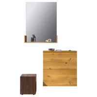 GARDEROBE  in 120/218,7/29,2 cm  - Edelstahlfarben/Eichefarben, Design, Glas/Holz (120/218,7/29,2cm) - Team 7