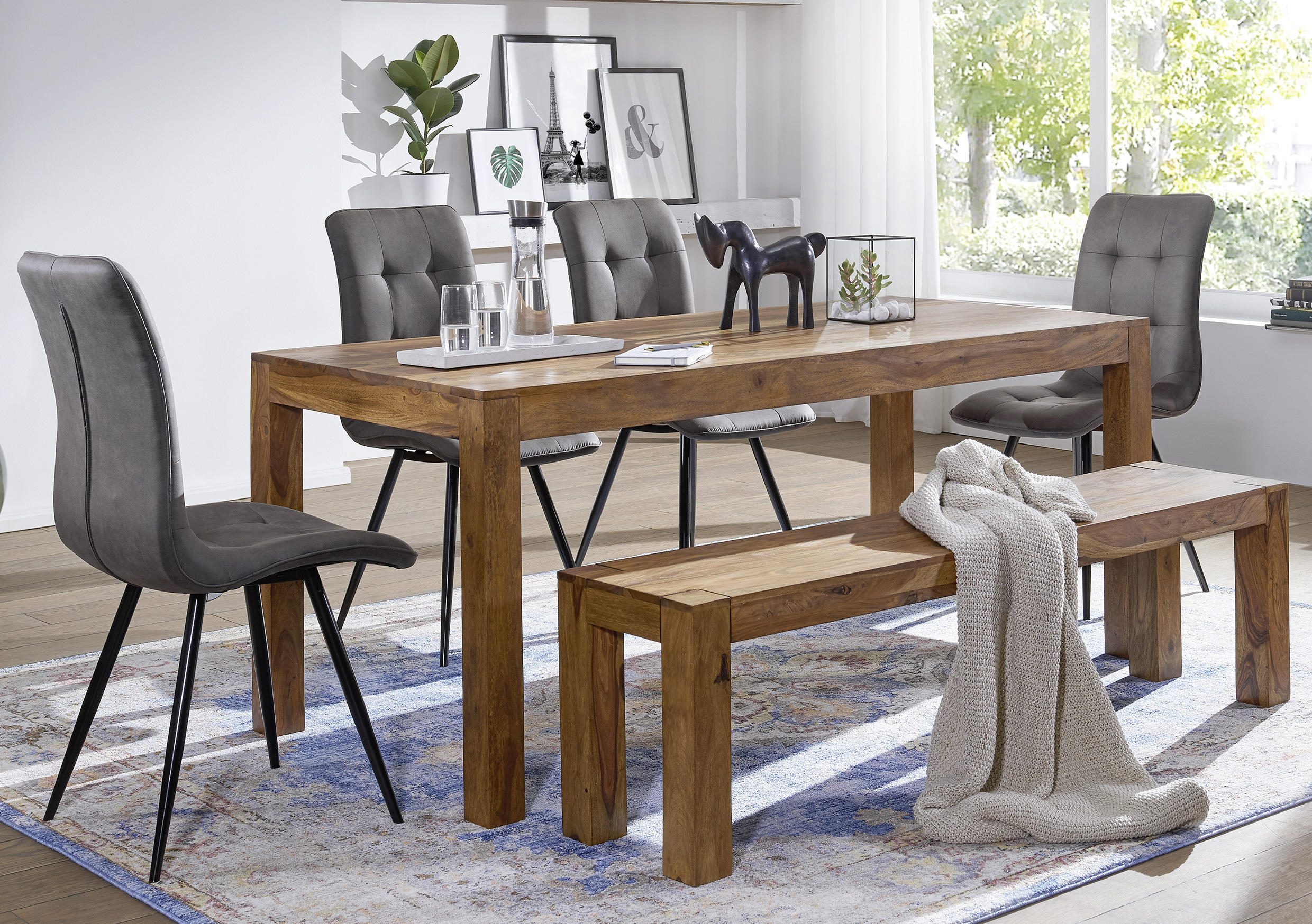 SITZBANK Sheeshamfarben Sheesham massiv  - Sheeshamfarben, MODERN, Holz (120/45/35cm) - MID.YOU