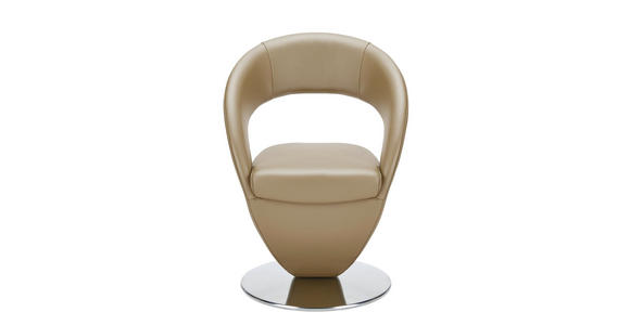 STUHL in Echtleder pigmentiert Leder - Hellbraun/Edelstahlfarben, Design, Leder/Metall (62/86/61cm) - Moderano