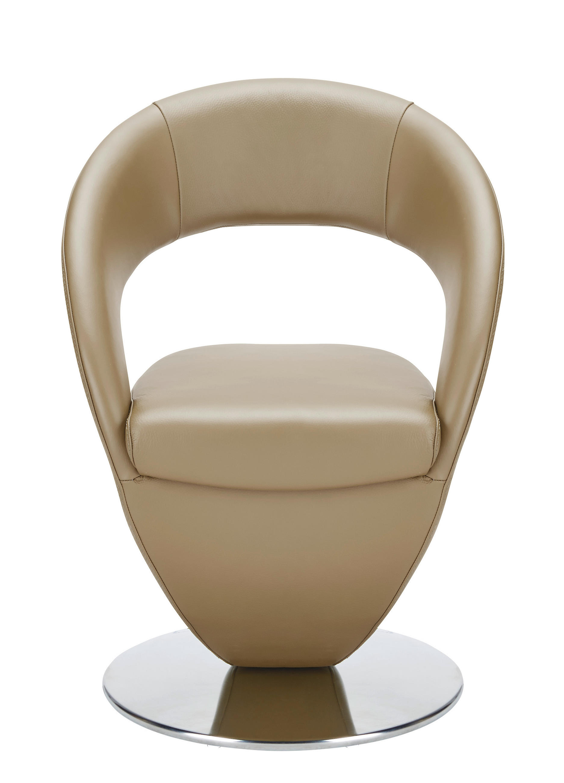 STUHL in Echtleder pigmentiert - Hellbraun/Edelstahlfarben, Design, Leder/Metall (62/86/61cm) - Moderano